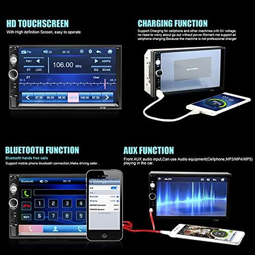 UNITOPSCI Çift Din Araba Stereo Bluetooth ile 7 İnç Dokunmatik Ekran Araç Ses Radyo Ses Eller-Serbest Aramalar Yedekleme Kamera